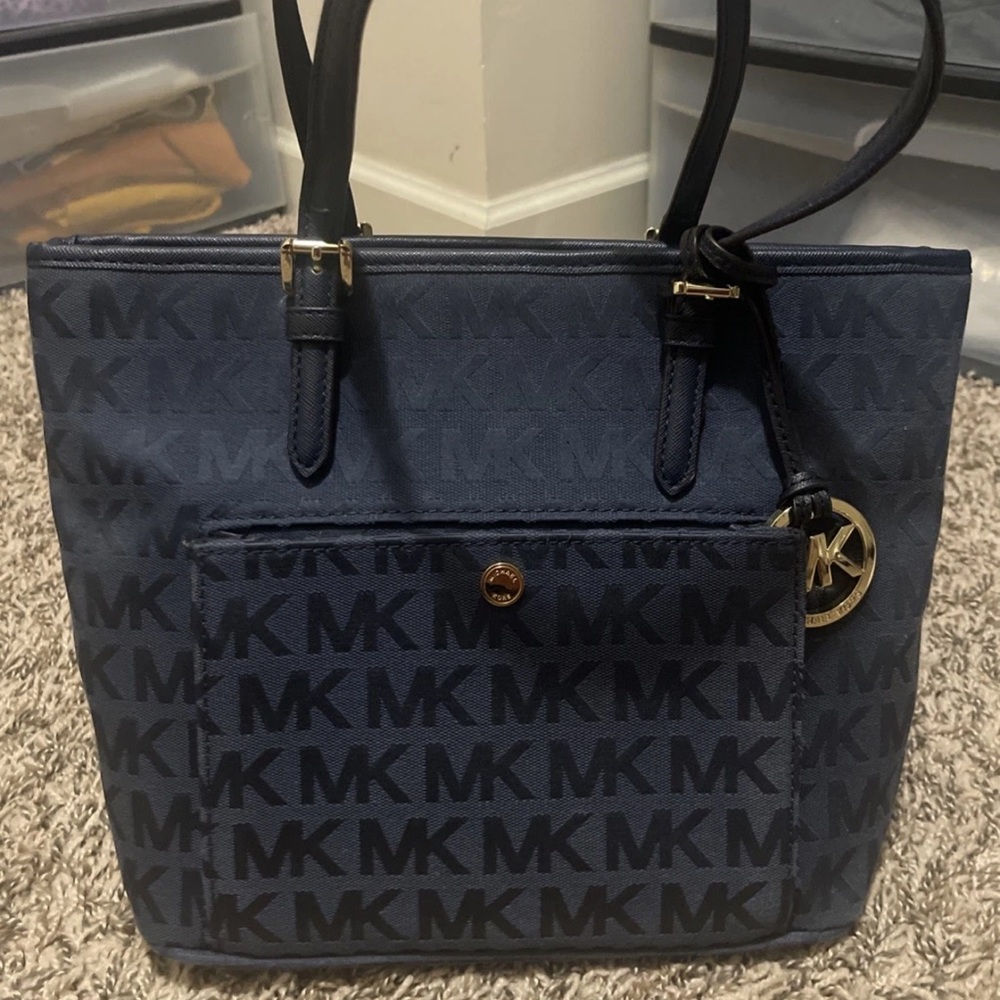 Michael Kors Dark Blue Signature Tote